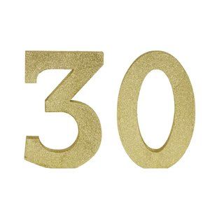 Glitter Gold Number 30 Sign (6in x 9in)